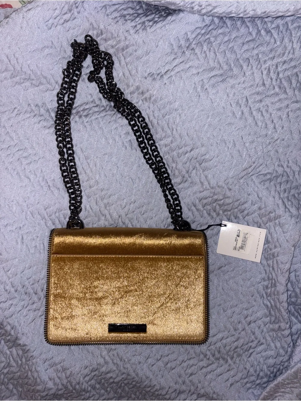 Kurt Geiger Gold Velvet purse with chain